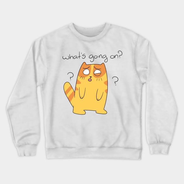 What's Going On? Orange Tabby Cat Crewneck Sweatshirt by saradaboru